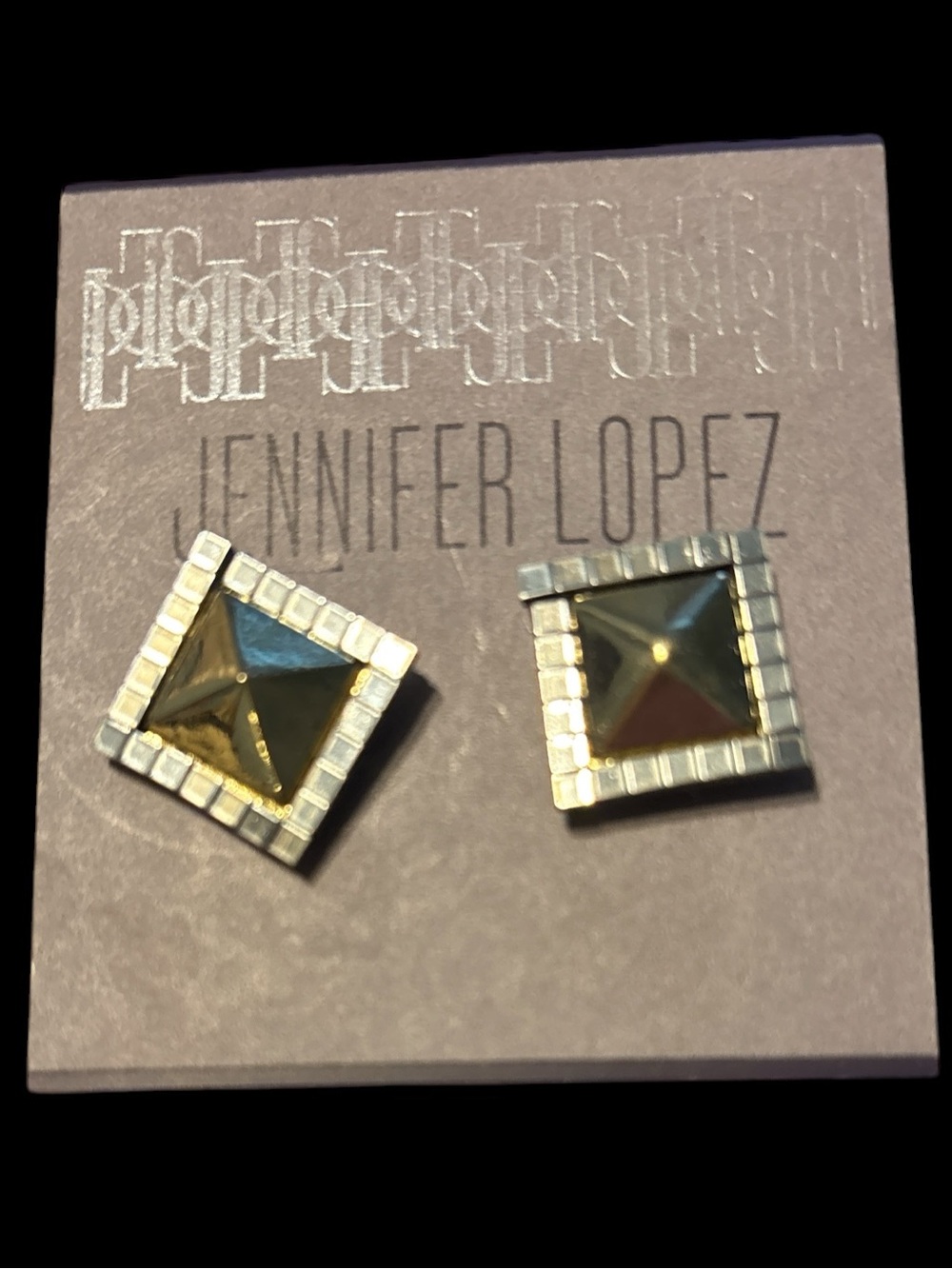 Jennifer Lopez Silver-Tone Pyramid Stud Earrings